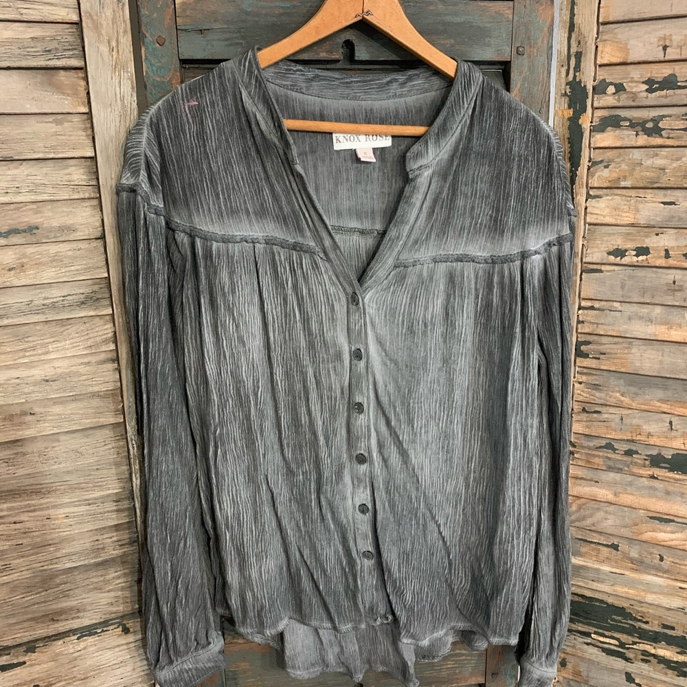 Knox Rose Grey Button Down Tunic